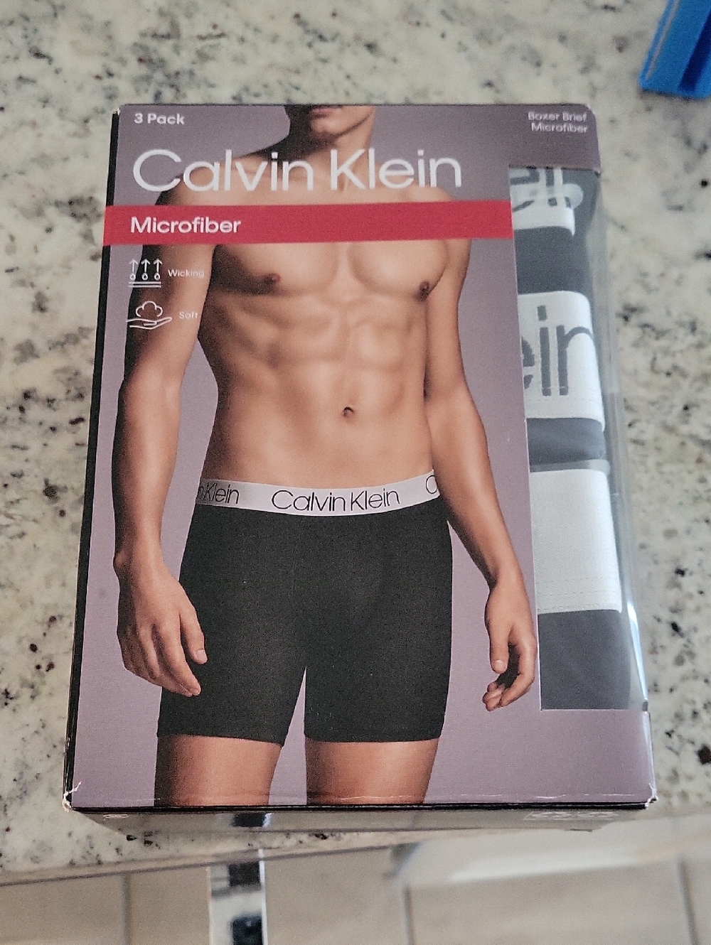 Calvin Klein Black/Grey Microfiber Boxer Briefs - 3 Pack